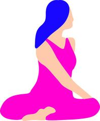 Sticker - Woman with blue hair doing yoga exercise