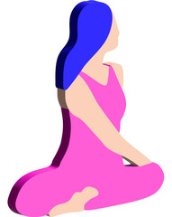 Sticker - 3D woman with blue hair doing yoga exercise