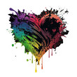 Ink splash heart isolated from background, transparent background. Generative AI.