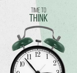 TIME TO THINK CONCEPT. alarm clock with black and green color