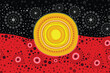 Dot painting in aboriginal style using the colors of the aboriginal flag