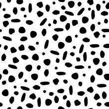 Vector Seamless Abstract Pattern, Black Chaotic Dots Drawn By Hand. Cute Design For Textiles, Wallpaper, Wrapping Paper