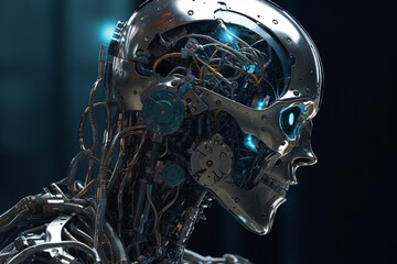 Poster - Android or robot with artificial intelligence. Generative AI