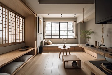 Canvas Print - a minimalist japanese style interior with a clean and airy aesthetic, created with generative ai