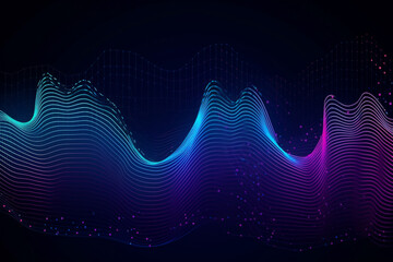 Poster - Colorful gradient waves made from lines and dots. Generative AI