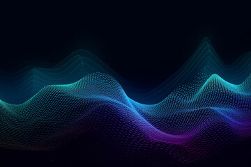 Poster - Colorful gradient waves made from lines and dots. Generative AI