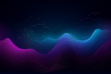Poster - Colorful gradient waves made from lines and dots. Generative AI
