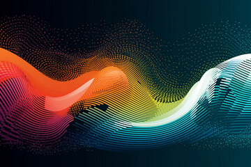 Poster - Colorful gradient waves made from lines and dots. Generative AI