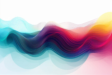 Poster - Colorful gradient waves made from lines and dots. Generative AI