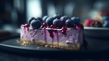 Sticker - Cheesecake with blueberry frosting Generative AI 