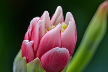 Canvas Print - close-up of pink flower buds opening to reveal delicate petals, created with generative ai