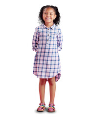 portrait, children and fashion with a girl on png, isolated on a transparent background for youth st