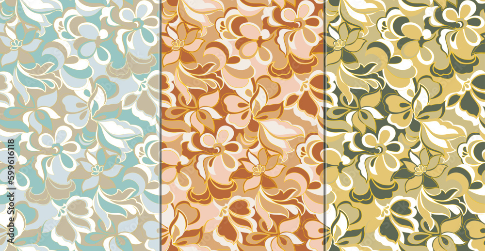 Colorful floral pattern. Vector wallpaper with big illustration flowers ...