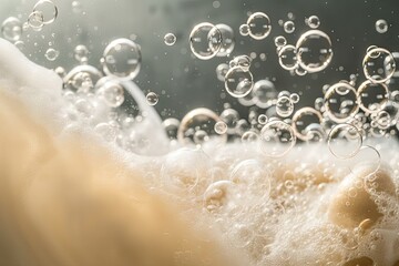 Wall Mural - bubbles bursting and fizzing in the warm water of a bubble bath, created with generative ai