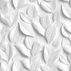 Aufkleber - White textured leaf-shaped background seamless pattern .generative ai