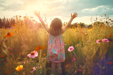 child playing in the field