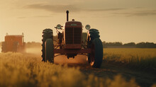A Farm Tractor Plowing A Vast Field Generative AI 