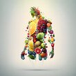 Früchte und Gemüse als Menschlicher Körper, Ernährung, erstellt mit KI