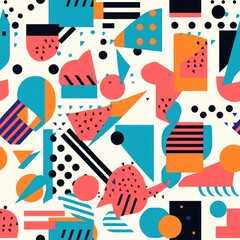 Poster - retro colors memphis background seamless pattern