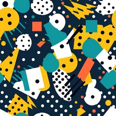 Aufkleber - bright colored memphis background seamless pattern
