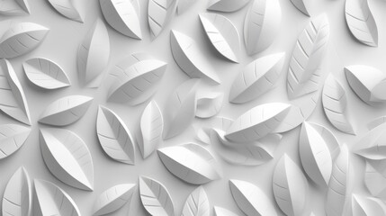 Aufkleber - white textured leaves background with light and shadows