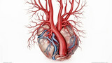 Fototapeta Motyle - Human heart with vessels and bronchial tree close-up. AI Generative