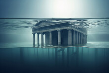 Economic Crisis. A Bank Under Water. Banking Crisis. Generative Ai