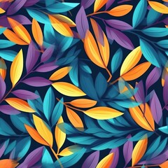 Aufkleber - vibrant colored abstract leaves background seamless pattern