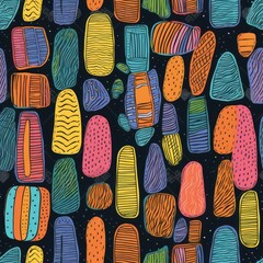 Aufkleber - abstract hand drawn vibrant colors background seamless pattern .