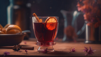 Sticker - Hibiscus tea with orange and cinnamon Generative AI 