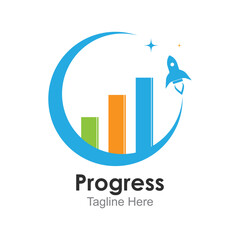 Rocket progress logo,good progress logo vector icon illustration design.