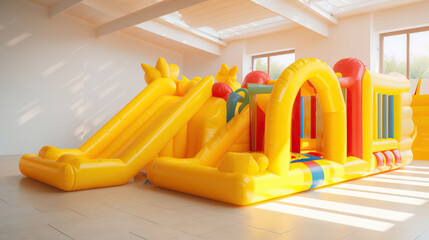 Wall Mural - Modern inflatable playground for children indoor. AI Generative