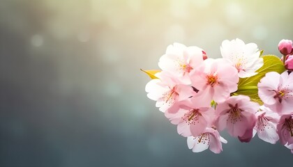 Wall Mural - Sakura flowers or Cherry blossoms in full bloom on a pink background and backdrop, copy space for text, good as banner and wallpaper, season greetings, and other design material.