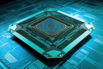 Poster - computer chip backdrop with copyspace generative ai