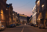 Fototapeta Londyn - A night center of St. Petersburg during the White Nights. Lights of the city at night.