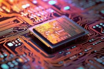 Poster - computer motherboard backdrop with copyspace generative ai
