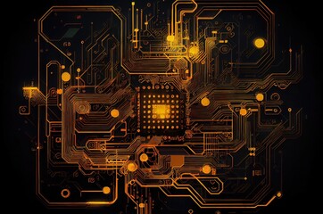 Poster - computer chip design with copy space generative ai