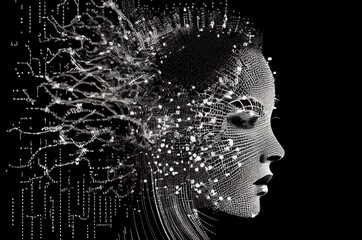 Poster - ai cyborg background with copy space generative ai