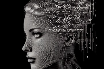 Poster - ai humanoid background with copy space generative ai