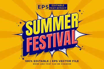 Aufkleber - Editable text effect summer festival 3d Cartoon template style premium vector
