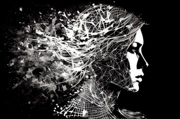 Poster - computing code cyborg background with copyspace generative ai