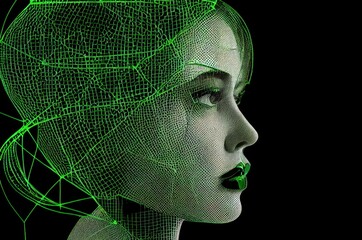 Poster - green ai humanoid background with copyspace generative ai