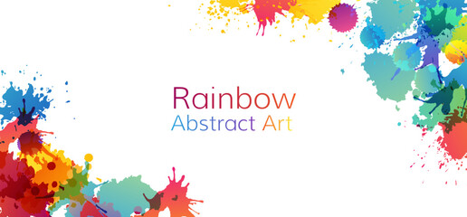 Wall Mural - rainbow abstract creative banner from paint splashes.