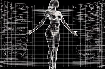 Poster - computing code full body background with copy space generative ai