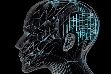 Poster - artificial intelligence headshot design with copy space generative ai