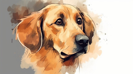 Sticker - Cartoon-style dog watercolor Generative AI 