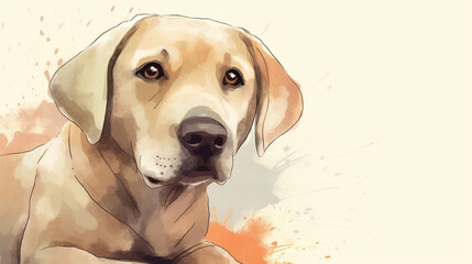 Wall Mural - Cartoon-style dog watercolor Generative AI 