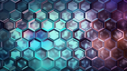 Sticker - Hexagonal abstract metal concept wallpaper background Generative AI 