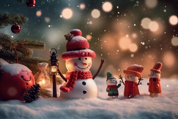 Merry Christmas background and Happy new year, Holiday greeting card, Generative AI