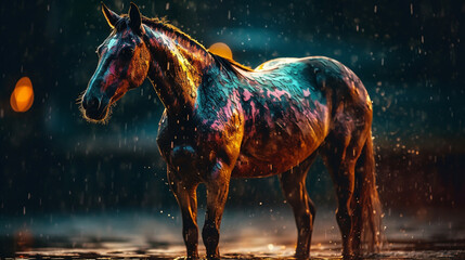 Sticker - Horse in the rain Generative AI 